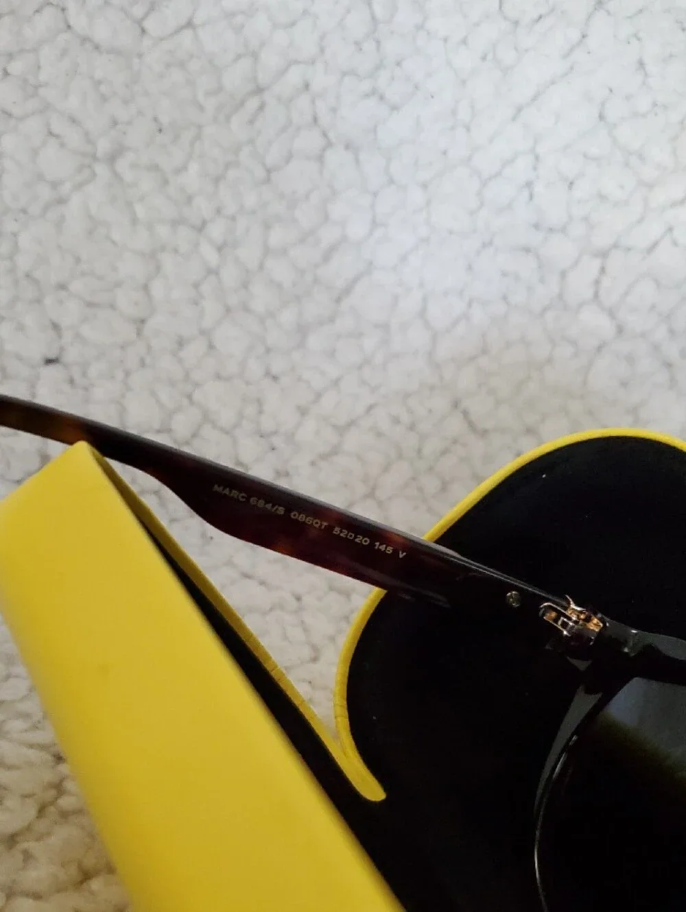 Marc Jacobs Tortoiseshell Sunglasses with Brown Lenses and Yellow Case